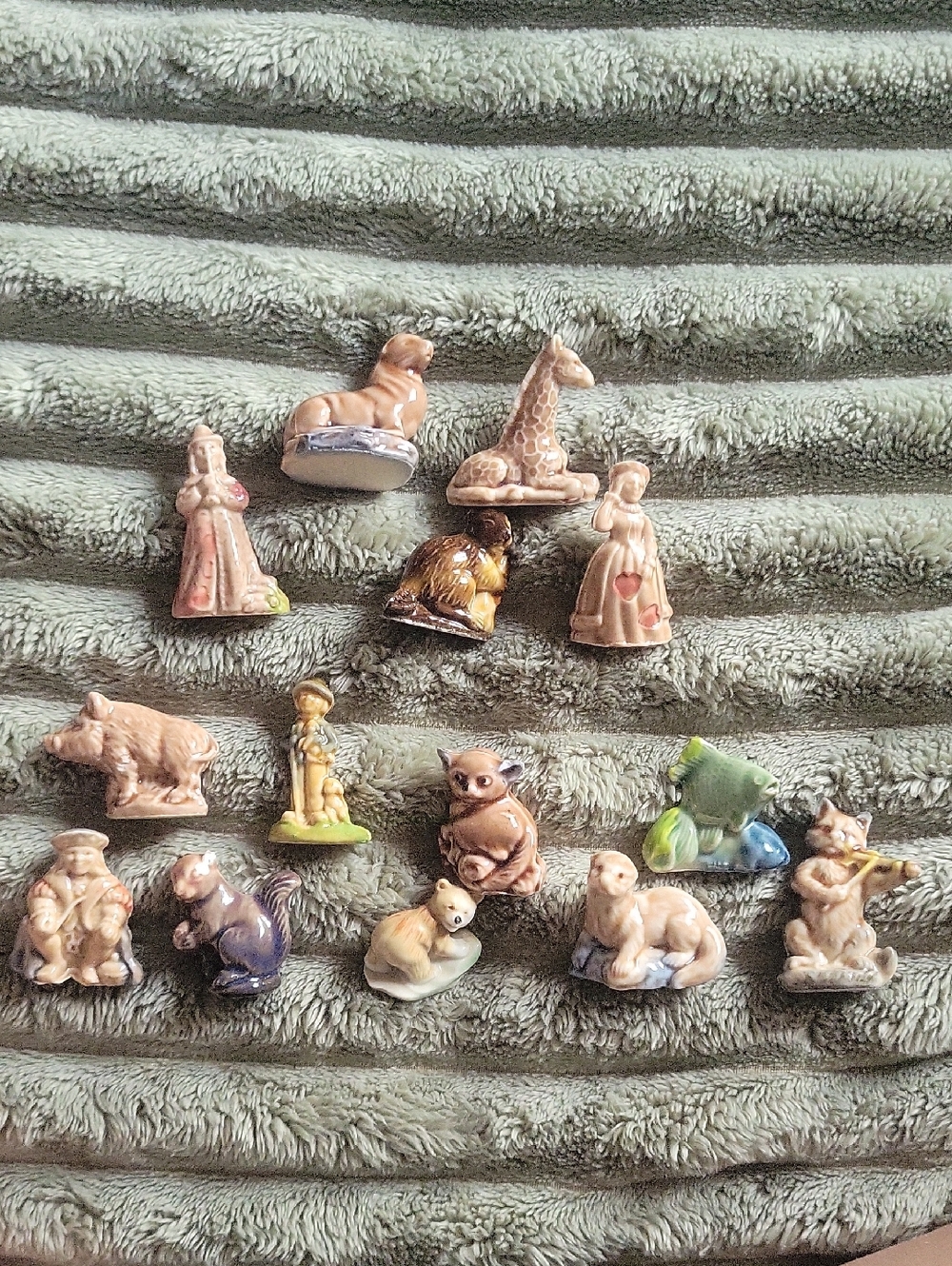 Ceramic Animal and Figurine Assortment - Beige, Brown & Green